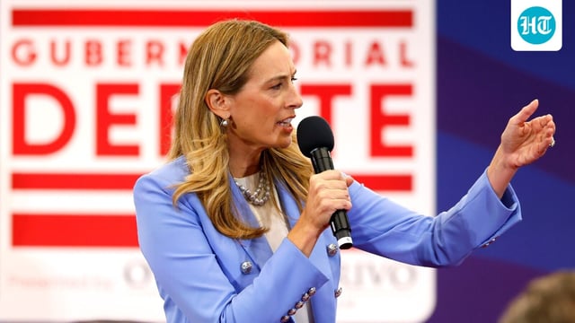 Democrat Mikie Sherrill responds to questions during the first general election gubernatorial debate 