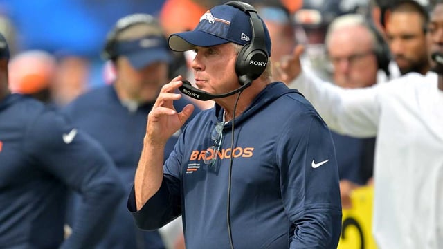Sep 21, 2025; Inglewood, California, USA; Denver Broncos head coach Sean Payton in the first half against the Los Angeles Chargers at SoFi Stadium. Mandatory Credit: Jayne Kamin-Oncea-Imagn Images
