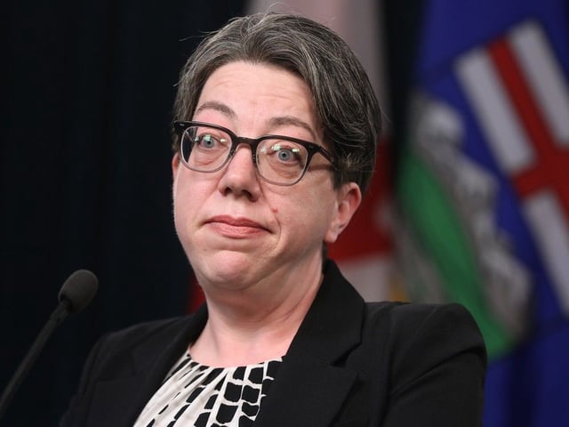  NDP education critic Amanda Chapman speaks to the media in April.