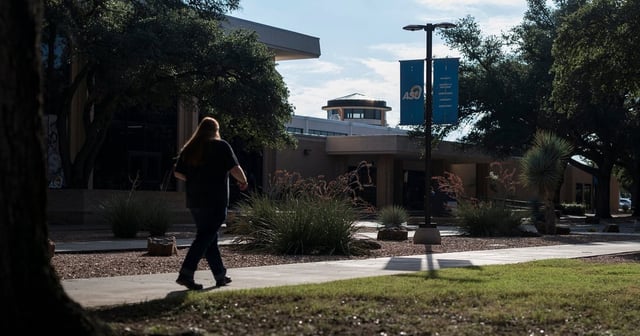 A student walks through campus at Angelo State University on Wednesday, Sept. 24, 2025, in San Angelo.