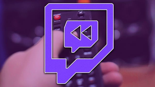 The twitch logo with a rewind button.