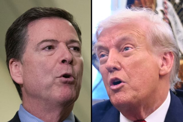 El exdirector del FBI, James Comey; y el presidente de Estados Unidos, Donald Trump. (Fotos de Alex EDELMAN / Saul LOEB / AFP)