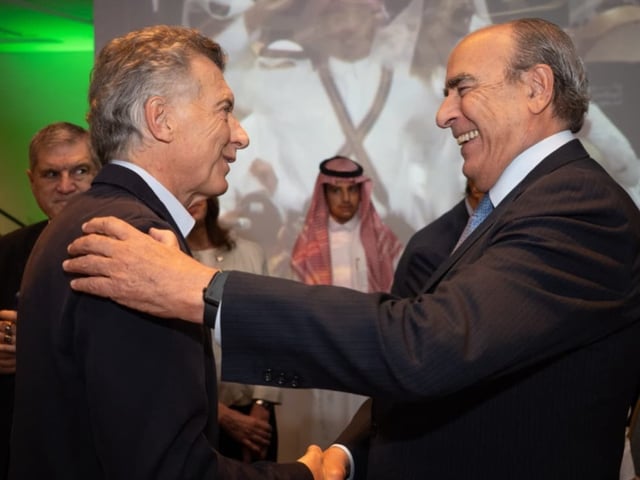 Mauricio Macri y Guillermo Francos en el 95º aniversario de la unificación del Reino de Arabia Saudita.