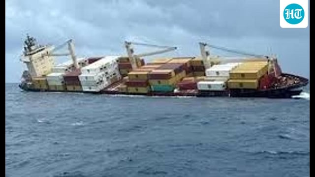 The MSC ELSA 3 sank off the Kochi coast on May 25. (HT PHOTO)