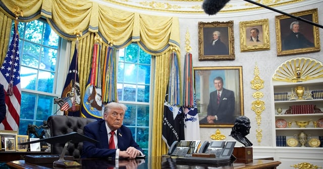 US President Donald Trump in the Oval Office on Thursday. EPA