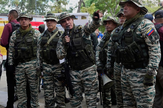 FILE - Venezuelan Defense Minister Vladimir Padrino Lopez speaks during military exercises in Caracas, Venezuela, Sept. 20, 2025. (AP Photo/Ariana Cubillos, File)