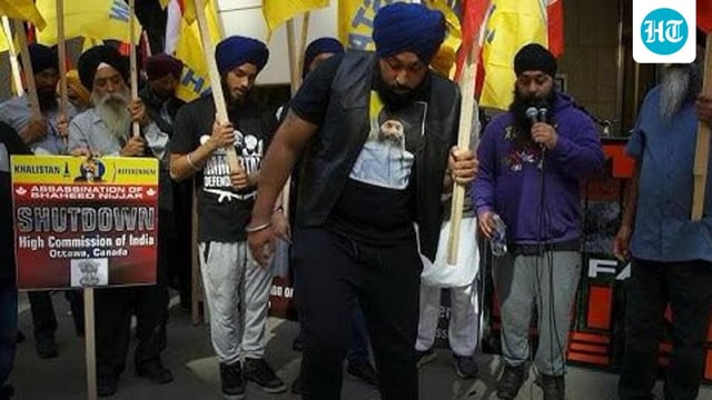 Inderjeet Gosal at a protest in front of the Indian consulate in Toronto, Canada last year. (Supplied photo)