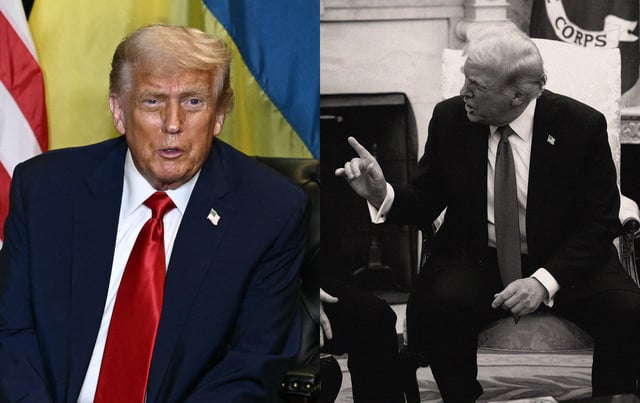 Illustration by Noah Hickey/The Dispatch (Photos by: BRENDAN SMIALOWSKI/AFP/Getty Images; Andrew Harnik/Getty Images).