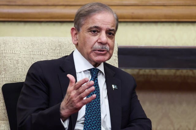 Pakistan's Prime Minister Shehbaz Sharif meets with Russian President Vladimir Putin (not pictured) at Diaoyutai State Guesthouse in Beijing, China, September 2, 2025. REUTERS/Maxim Shemetov/Pool/File Photo