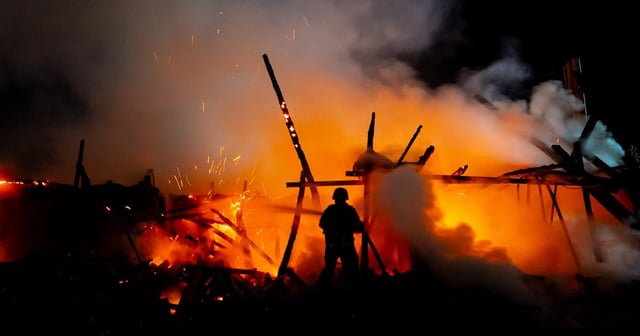 Fire breaks out after the Russian aerial and drone attacks on Zaporizhzhia, Ukraine. Getty Images