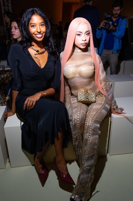 Natalia Bryant and Ice Spice linked up at the Roberto Cavalli Spring 2026 front row.
