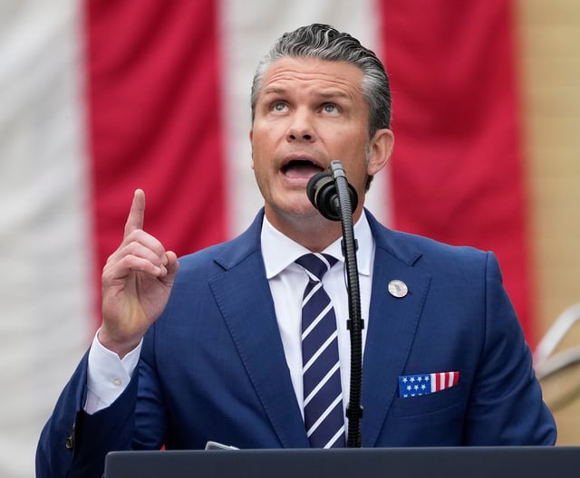 Defense Secretary Pete Hegseth giving remarks at a 9/11 memorial at the Pentagon on Sept. 11, 2025, in Arlington, Virginia.