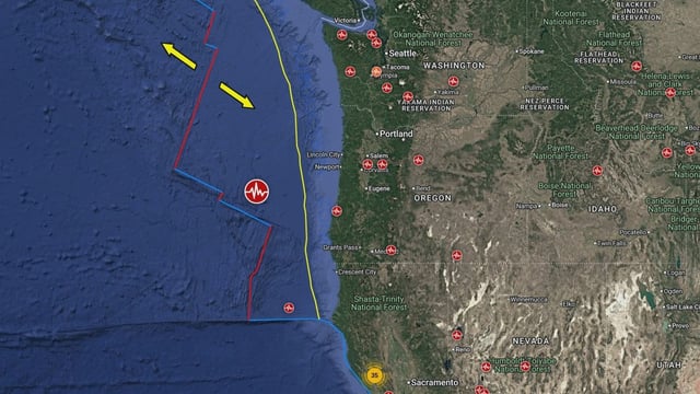 Epicenter of M5.9 earthquake off the coast of Oregon on September 26, 2025. Credit: TW/SAM, Google
