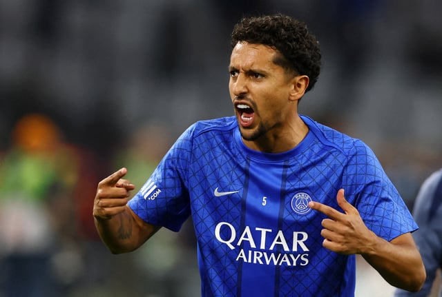 Soccer Football - Ligue 1 - Olympique de Marseille v Paris St Germain - Orange Velodrome, Marseille, France - September 22, 2025 Paris St Germain's Marquinhos during the warm up before the match REUTERS/Manon Cruz/File Photo