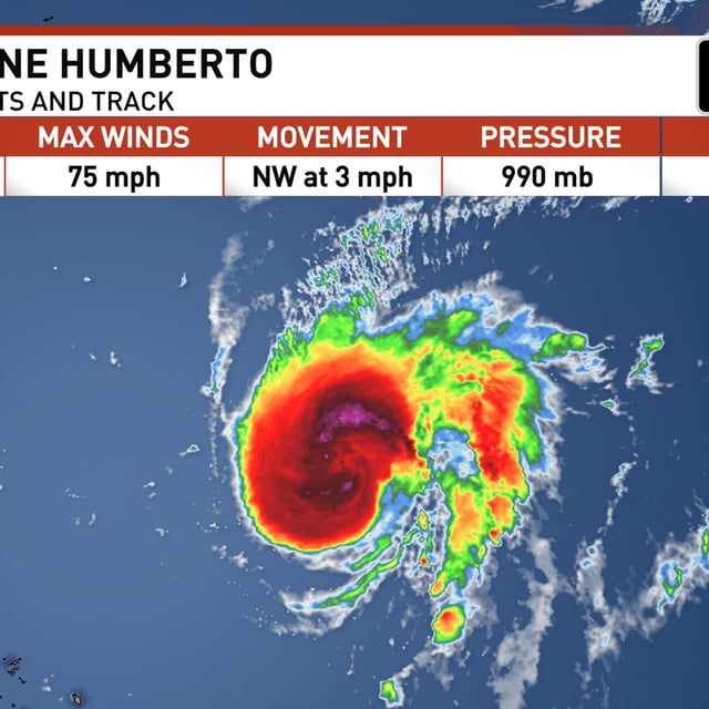 Humberto strengthening, eye feature emerging, major hurricane possible. (WPEC)