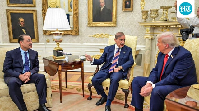 Pakistani PM Shehbaz Sharif (M) described Donald Trump R) as a man of peace who was engaged in sincere efforts to end conflicts around the globe.