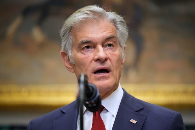 File photo: Centers for Medicare and Medicaid Services administrator Dr. Mehmet Oz speaks in the Roosevelt Room of the White House, pm September 22, 2025, in Washington, during an event with President Donald Trump.