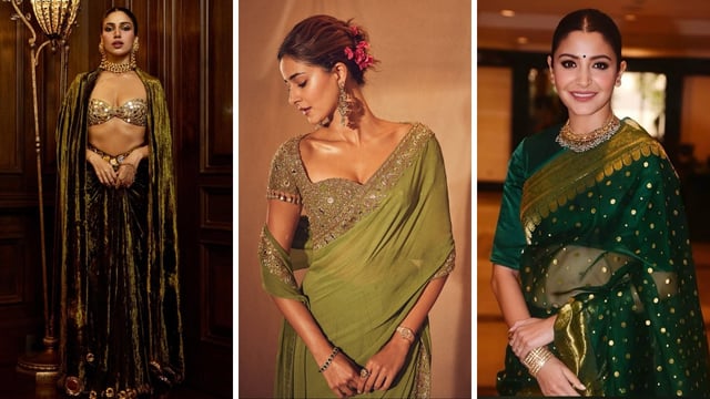 Shardiya Navratri Day 5: Celeb-Inspired Green Outfit Inspiration To Steal the Spotlight in Style (Credits: Instagram)