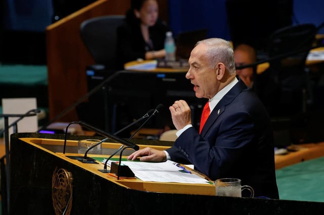 Le Premier ministre israélien Benjamin Netanyahu s’adresse à la 80e Assemblée générale des Nations Unies (AGNU) au siège de l’ONU à New York.