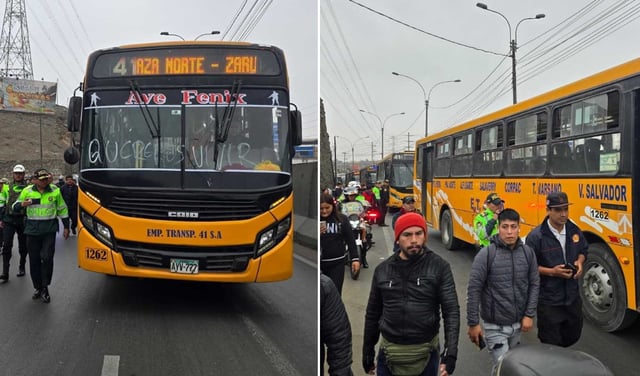 Transportistas de la Línea 41 se movilizan por la Panamericana Norte hacia el Congreso en protesta contra extorsiones