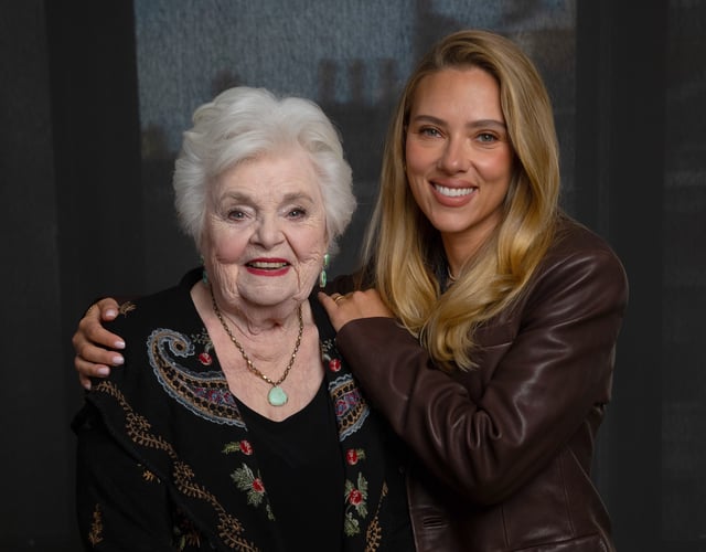 "We move around the world in the same way," Scarlett Johansson, right, says of June Squibb.