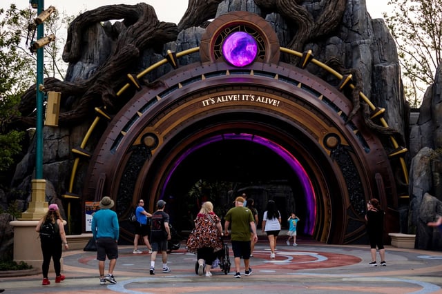 “It’s alive! It’s alive!” - A portal leads the way into Dark Universe at Universal Epic Universe on April 21, 2025. Orlando’s first new theme park in a generation is set to open to the public on May 22. (Patrick Connolly/Orlando Sentinel)