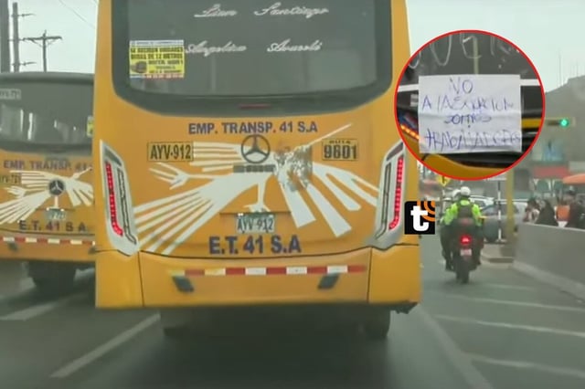 TROME - Más de 10 buses de la línea 41 se dirigen al Congreso.