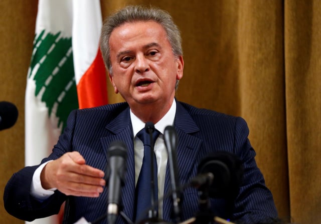 Lebanon's Central Bank Governor Riad Salameh speaks during a news conference at Central Bank in Beirut, Lebanon, November 11, 2019. REUTERS/Mohamed Azakir/ File Photo