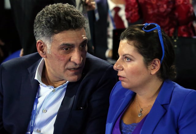 SOCHI, RUSSIA - OCTOBER,18 (RUSSIA OUT) Russian film director Tigran Keosayan (L) and his wife, Russia Today television company Margarita Simonyan (R) attend the XV Valdai Internationbal Discussion Club annual meeting in Sochi, Russia, October,18, 2018. Vladimir Putin attends an annual meeting with Valdai Club members, a group of politicians, journalists and retired presidents. (Photo by Mikhail Svetlov/Getty Image