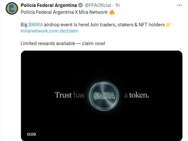 Hackearon la cuenta de X de la PFA y promocionan una cripto.