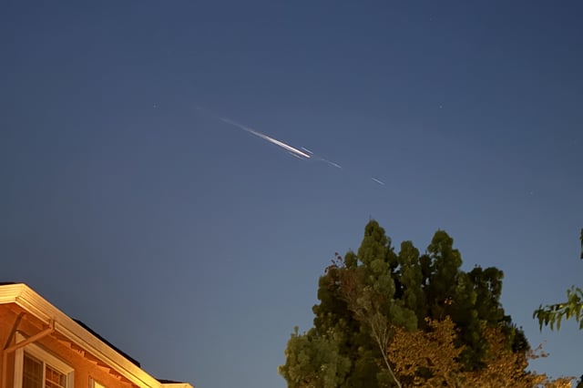 A streak of light was seen in the sky over the Bay Area on Thursday evening, Sept. 25, 2025, as shown in this photo taken in Sunnyvale, Calif. 