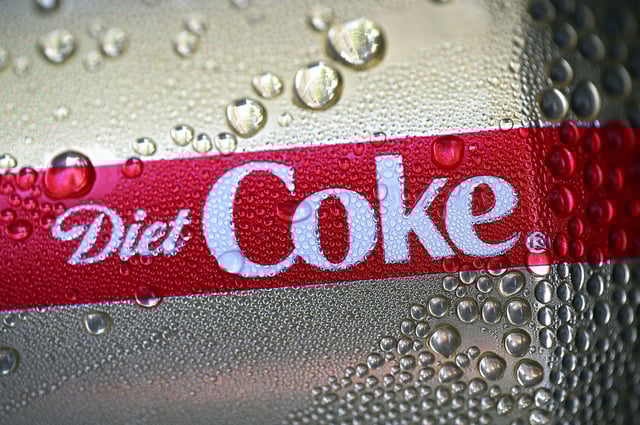 A closeup can of Diet Coke.