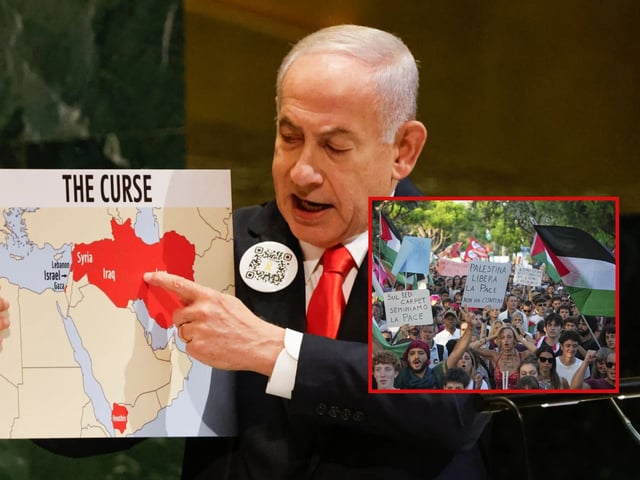 Abucheos y protestas contra Netanyahu en la Asamblea General de la ONU. | Crédito: AP