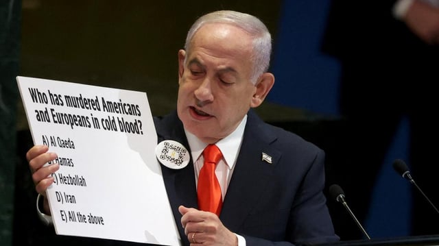 Le premier ministre israélien s’est exprimé ce vendredi à la tribune de l’Assemblée générale de l’ONU, à New York.