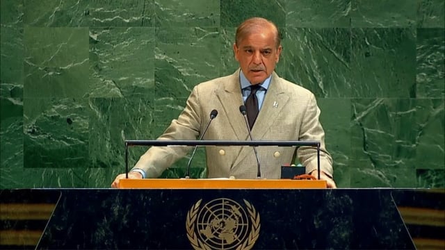 Pakistan Prime Minister Shebaz Sharif speaks at the United Nations General Assembly | gadebate.un.org
