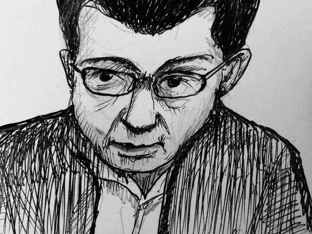 Courtroom sketch of Matthew de Grood, who was found not criminally responsible for slaying five people in Calgary's worst mass killing.