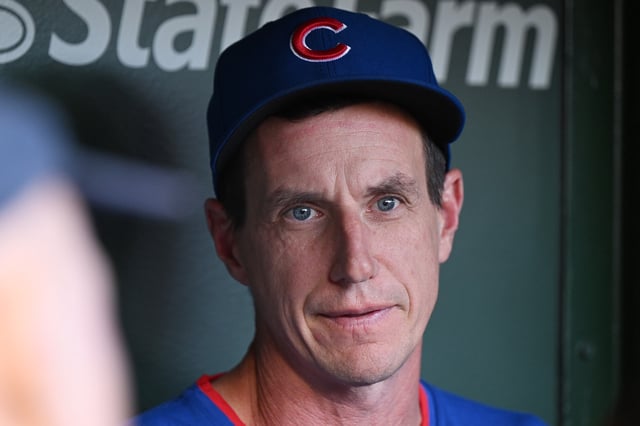 CHICAGO, ILLINOIS - SEPTEMBER 24: Manager Craig Counsell of the Chicago Cubs speaks to media prior to the game against the New York Mets at Wrigley Field on September 24, 2025 in Chicago, Illinois. (Photo by Daniel Bartel/Getty Images)