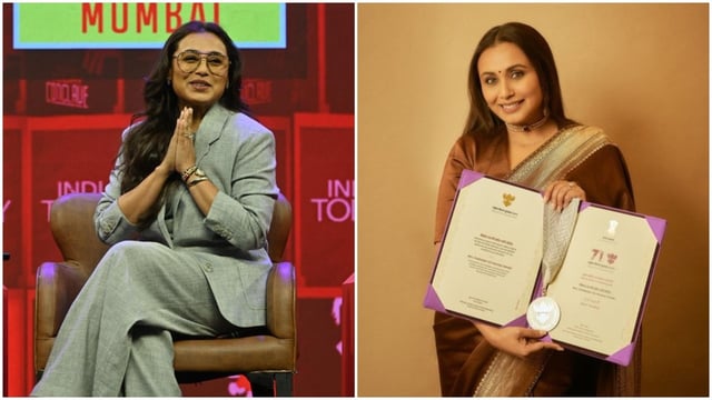 Rani Mukerji spoke about wearing her daughter's initials for the National Film Awards ceremony. (Photo: (L) India Today, (R) YRF)