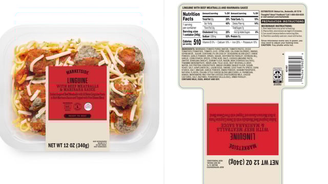 Walmart’s Marketside Linguini with beef meatballs and marinara sauce is being recalled over Listeria concerns.
