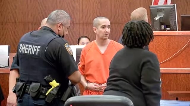 James Anderson appears in Harris County court in 2023 on charges that he killed his wife. 