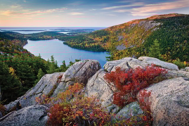 Jordan Pond along the Acadia All American road.