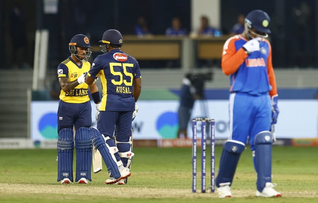 Cricket - Asia Cup - India v Sri Lanka - Dubai International Cricket Stadium, Dubai, United Arab Emirates - September 26, 2025 Sri Lanka's Pathum Nissanka reacts with Pathum Nissanka during their innings REUTERS/Raghed Waked