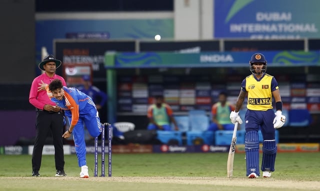 Cricket - Asia Cup - India v Sri Lanka - Dubai International Cricket Stadium, Dubai, United Arab Emirates - September 26, 2025 India's Kuldeep Yadav in action REUTERS/Raghed Waked