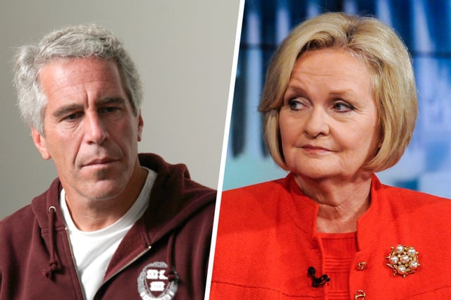 Jeffrey Epstein (left) Sen. Claire McCaskill (right).