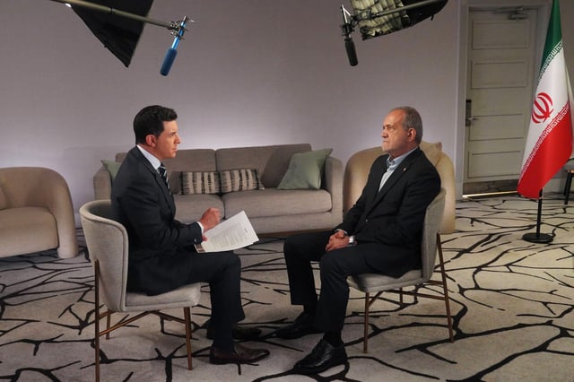Tom Llamas interviews Iranian President Masoud Prezeshkian.
