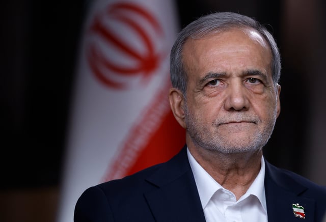 Iranian President Masoud Pezeshkian speaks with Fox News Channel during an interview on September 25, 2025, in New York City.