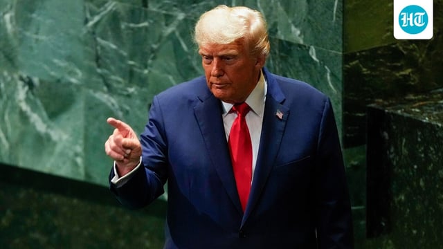 Earlier, Trump said he faced 'sabotage' at the UNGA after an escalator malfunction, teleprompter failure and sound issues. (AP Photo/Yuki Iwamura)