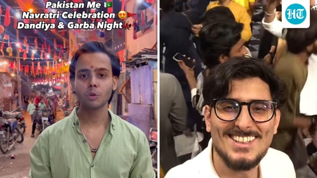 Snippets from videos showing people celebrating Navratri in Pakistan. 