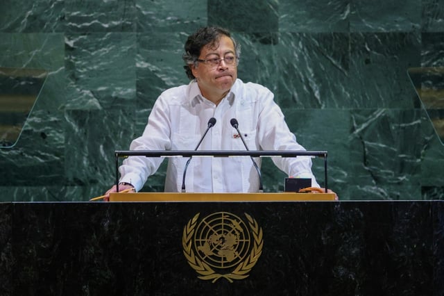 Le président colombien Gustavo Petro à la tribune des Nations Unies à New York, le 23 septembre 2025