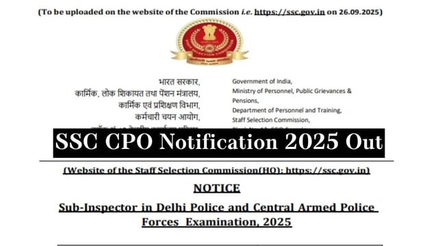 SSC CPO Notification 2025 Released for 3,073 Vacancies; Check Details